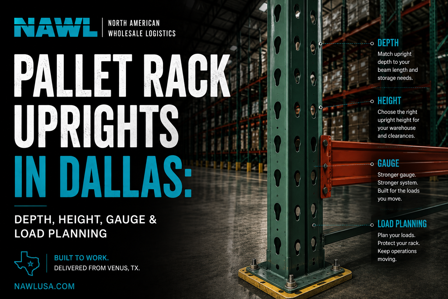 Pallet Rack Uprights in Dallas: Depth, Height, Gauge & Load Planning